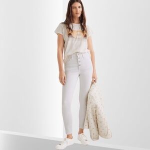 Madewell 10" High-Rise Skinny Crop Jeans in Pure White: Button-Front Edition